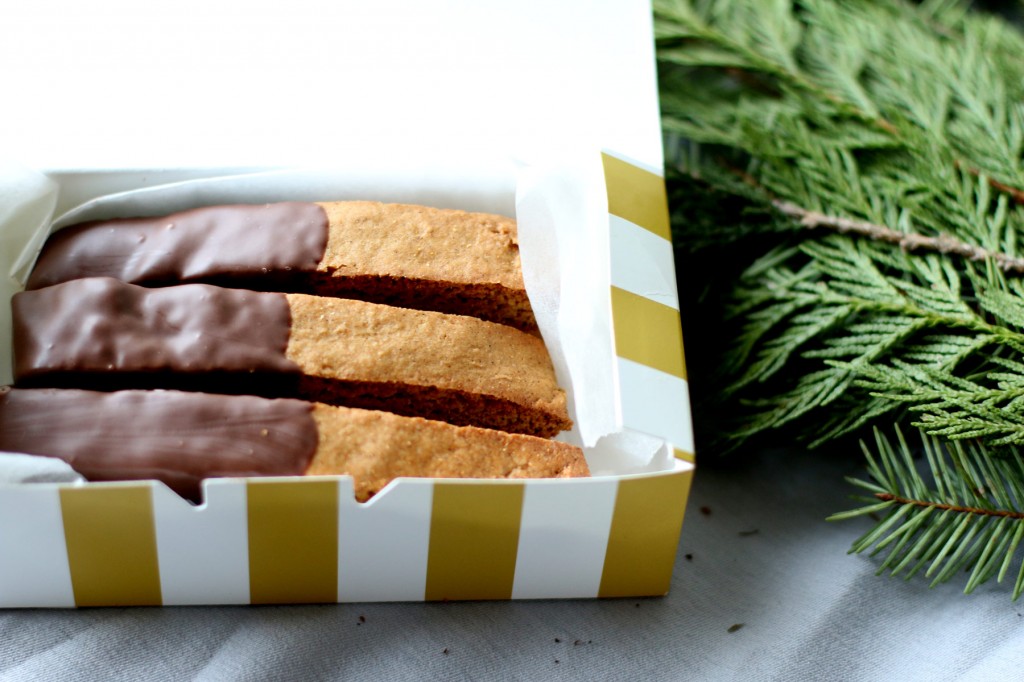 Chocolate dipped gingerbread biscotti recipe