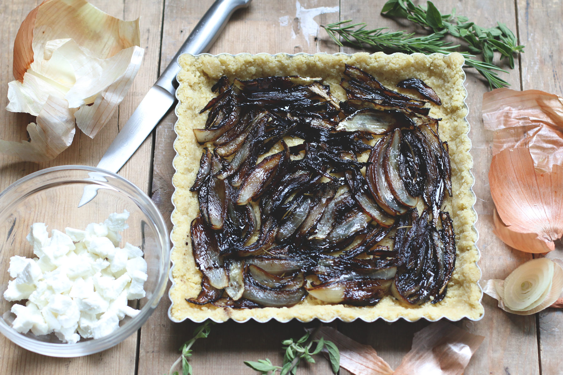 Gluten Free Tart with Caramelized Onion and goat cheese
