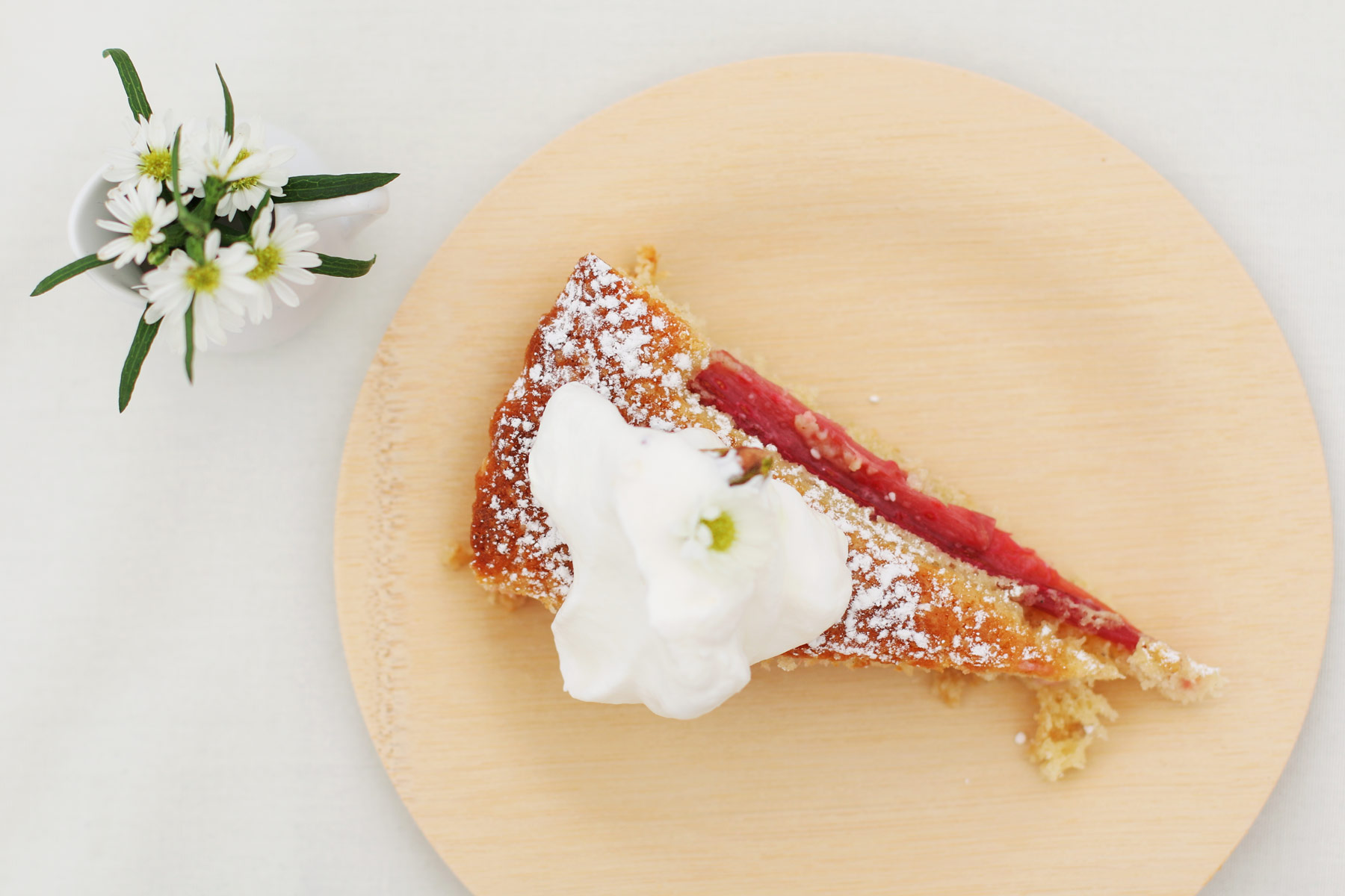 Slice of easy rhubarb cake