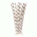 Grey Stripe Paper Straws 