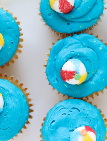 Beach ball cupcakes