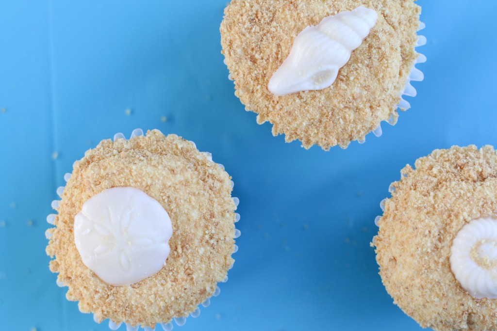 Chocolate Cupcakes with Sand and Seashell Toppers