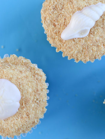 Chocolate Cupcakes with Sand and Seashell Toppers