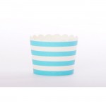 Turquoise striped party baking cups