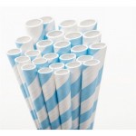 Powder Blue Stripe Paper Straws - 50 Ct.