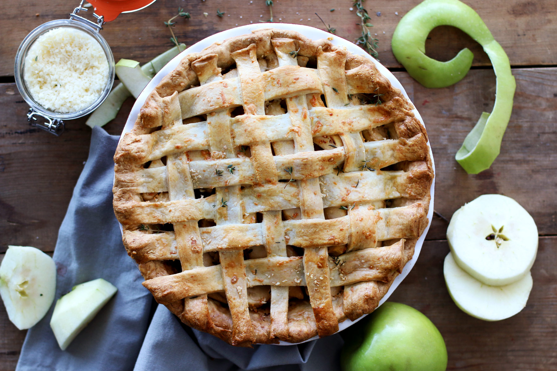 Cheddar and Thyme Apple Pie