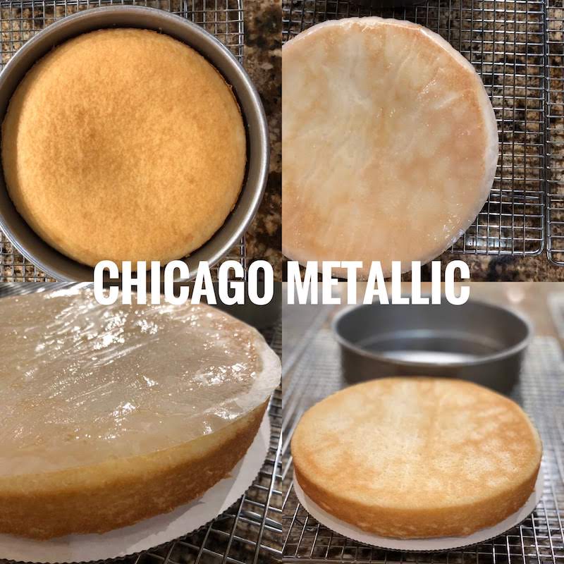 Cake baked in a Chicago Metallic cake pan for the Cake Pan Showdown.