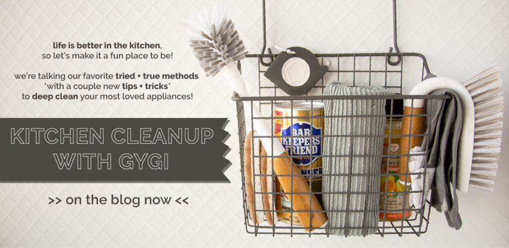 Kitchen cleanup with Gygi banner 