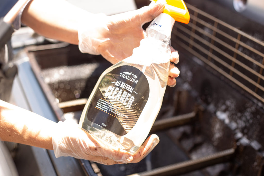 A bottle of Traeger All Natural cleaner 