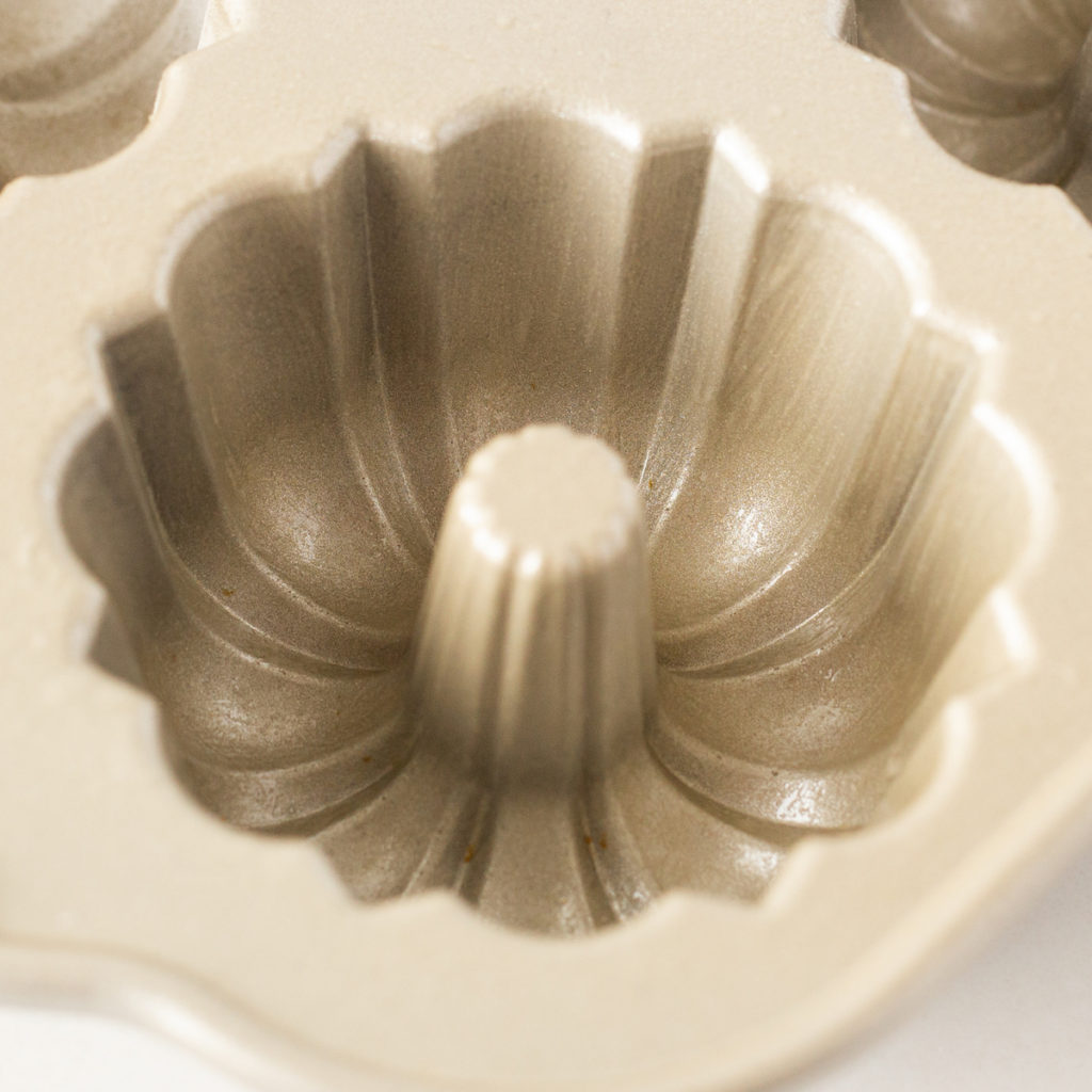 a mini bundt pan ready for batter