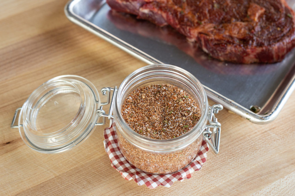 Sweet BBQ Rub in a glass jar with lid