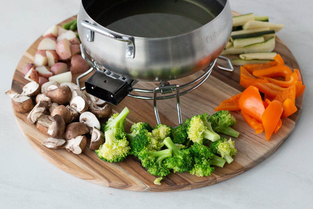 mixed veggies oil fondue