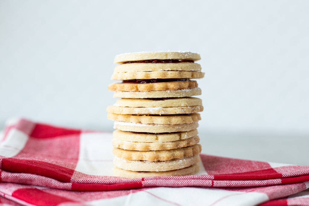 Stacked Linzer cookies