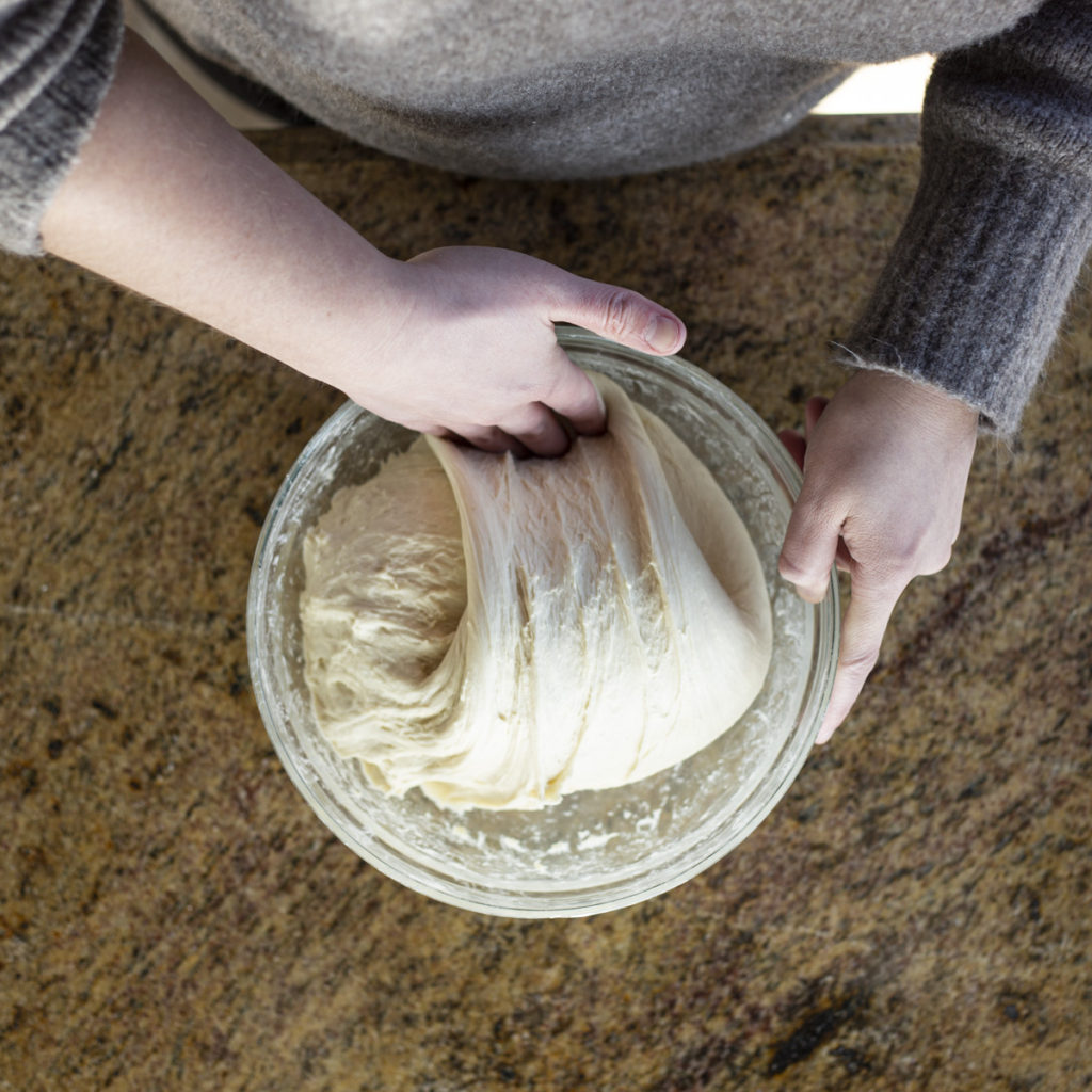 stretching the dough