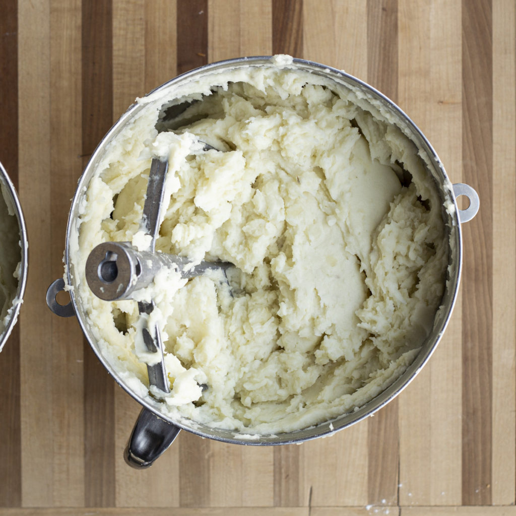 mashed potatoes in the stand mixer