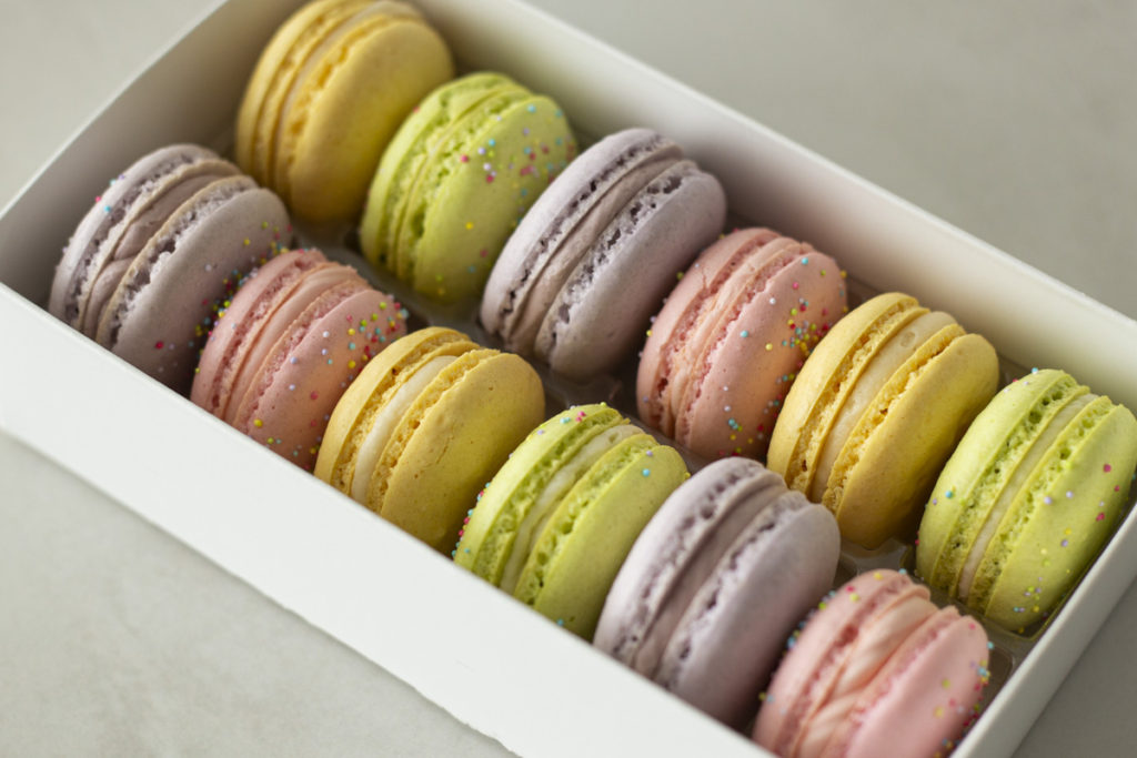 Macaron cookies in box 