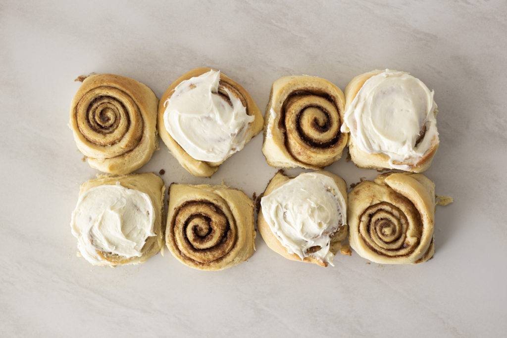 All four cinnamon rolls for comparison 