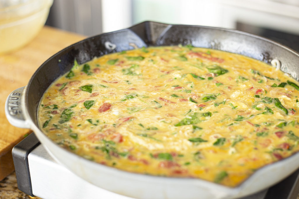 frittata dish before baking