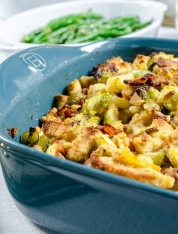 apple bacon brussles sprouts stuffing