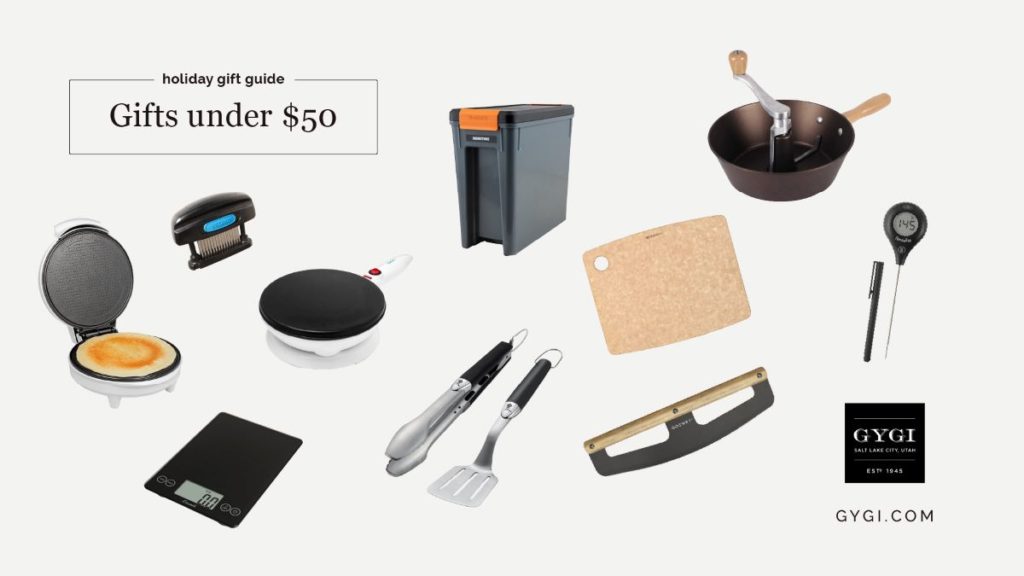 Gift guide flat lay of items under $50