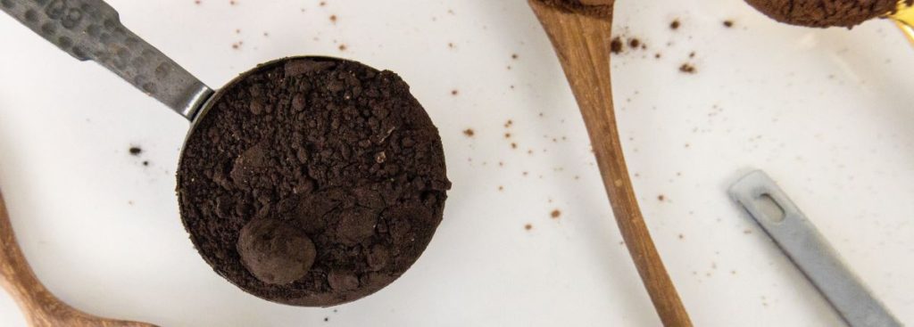 scoop of black cocoa powder