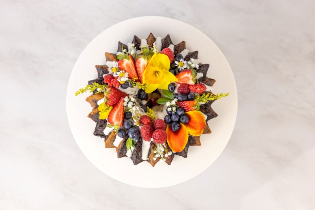 decorated Bundt cake