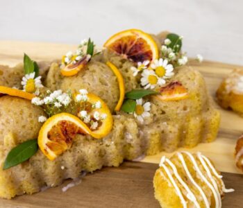 olive oil Bundt with blood orange glaze