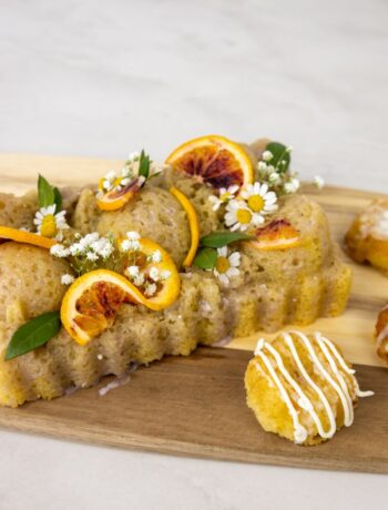 olive oil Bundt with blood orange glaze