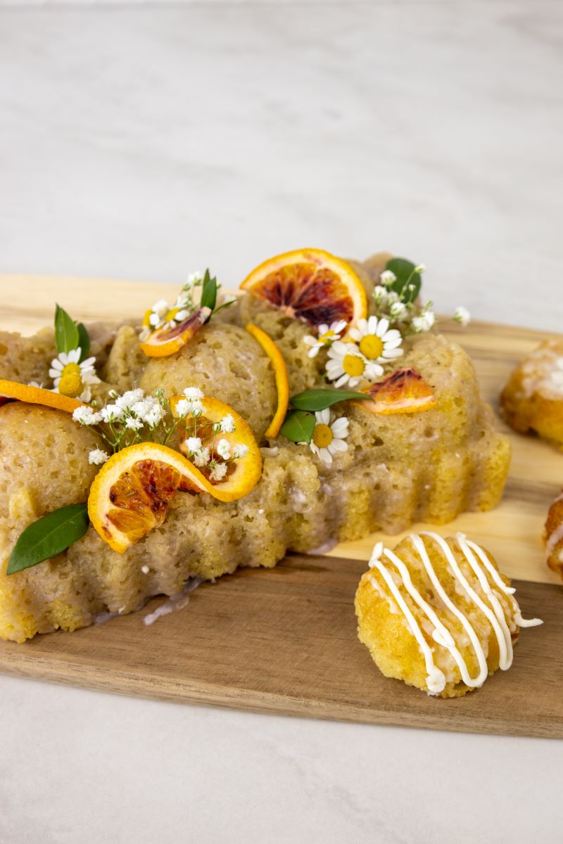 olive oil Bundt with blood orange glaze