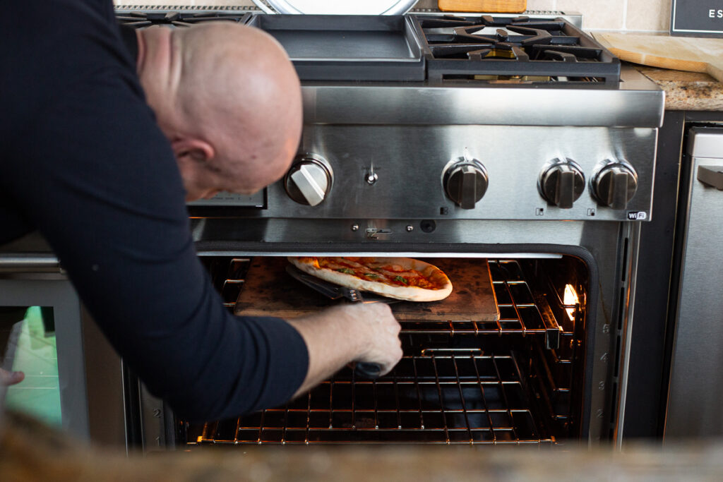 pizza in the oven