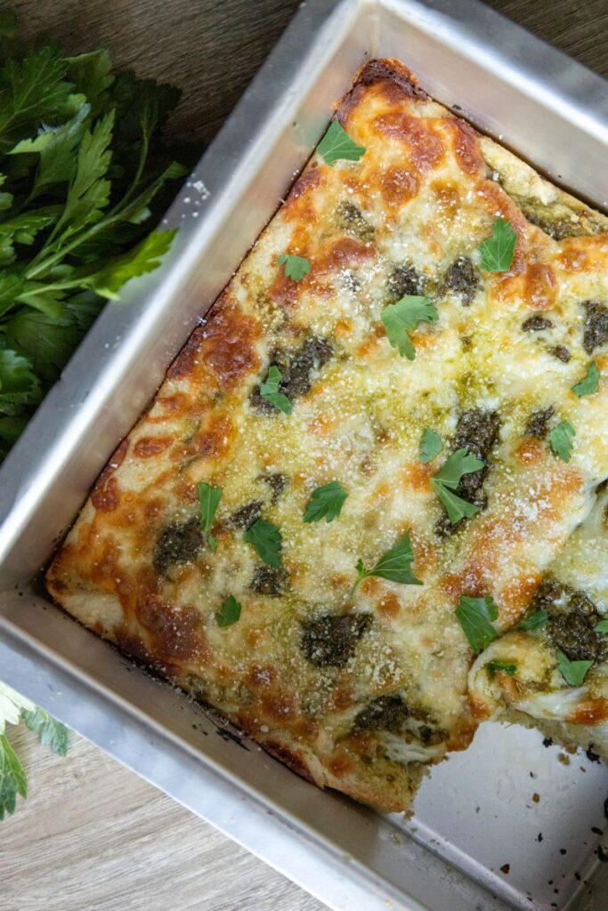 cheesy garlic pesto bread