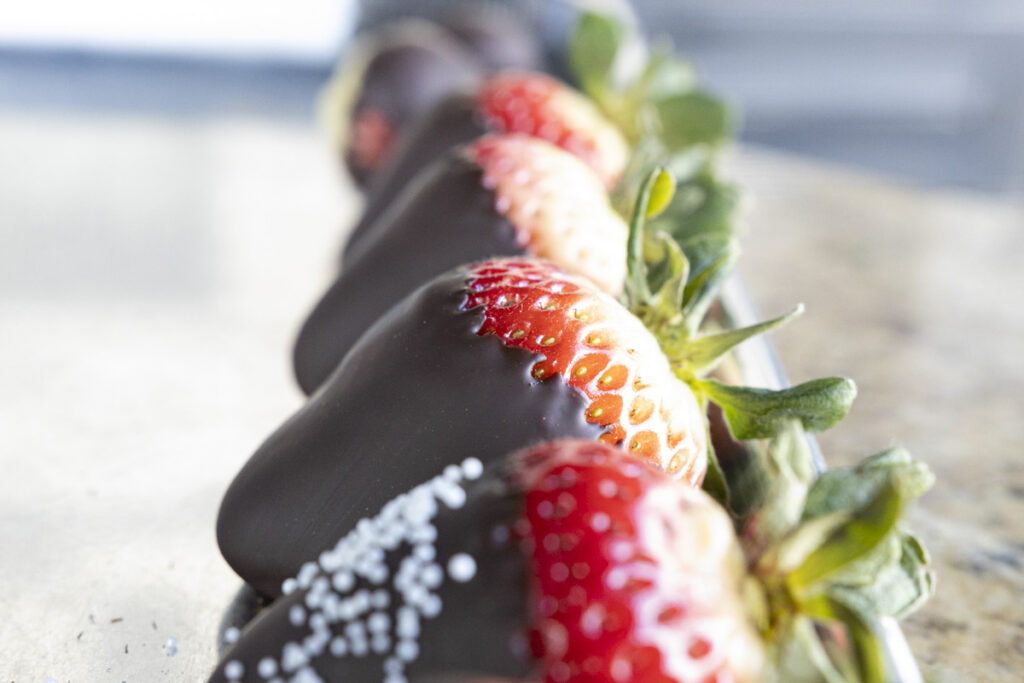 chocolate-dipped and decorated strawberries