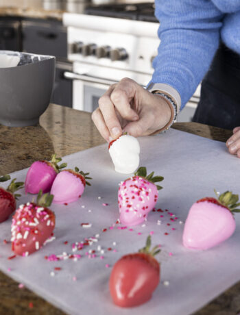 colored compound chocolate strawberries