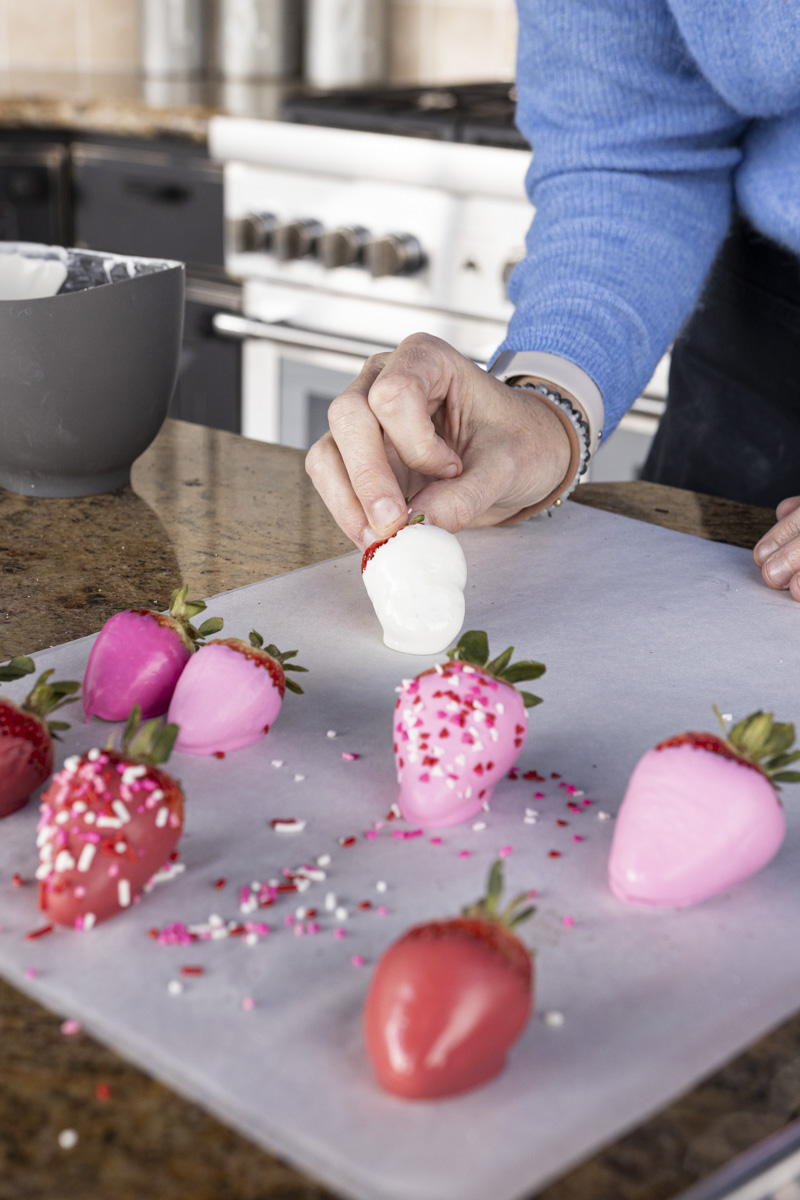 colored compound chocolate strawberries