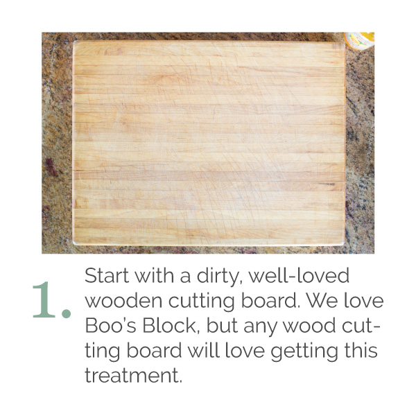 Pictured is a dirty cutting board