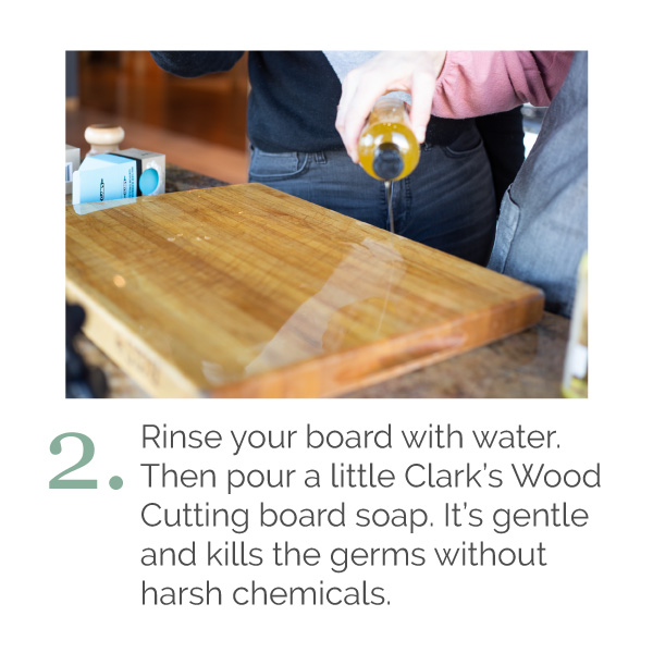 Pouring a little oil on the cutting board